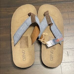 Crevo Brown and Blue Striped Flip-Flops